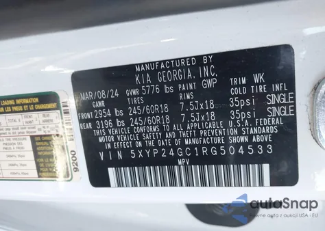 2024 Kia Telluride Lx from USA, damaged, VIN 5XYP24GC1RG504533